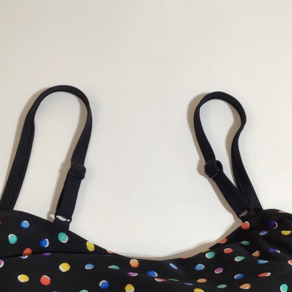 Great Lengths Swimdress Swimwear Womens 10 Black Polka Dot Tiered Bra Cups - Picture 8 of 11